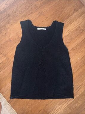 Abercrombie & Fitch Black V-Neck Tie-Front Knit Tank